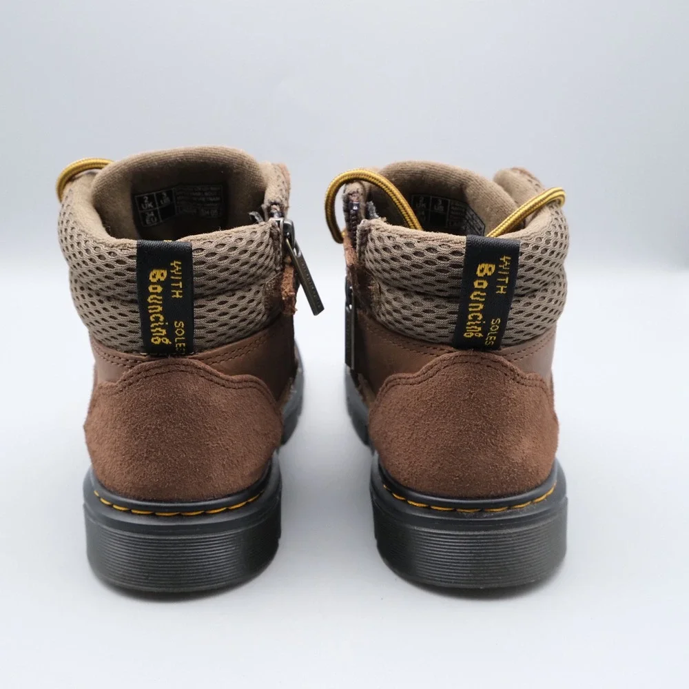 Dr Martens Raffe Panel Boot J Kids Brown Leather Suede Hiking Style Size 3 US